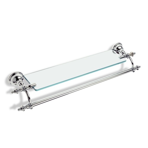 Bathroom Shelf, StilHaus EL33, 24 Inch Bathroom Shelf with Transparent Glass Pane and Towel Bar EL33